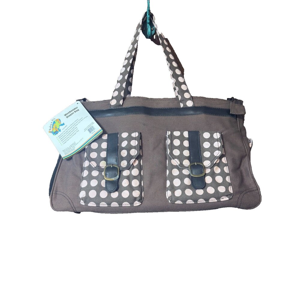 Kalencom Baby & Co. Weekender Diaper Bag Brown w/ Pink Polka Dots
